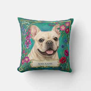 Coussin Floral Botanique Bouledogue Français
