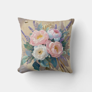 Coussin Floral Bouquet peonys lavande
