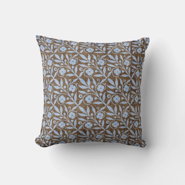 Coussin Floral Brown et bleu (Recto)