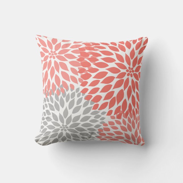 coussin floral Coral Grey Dahlia (Recto)