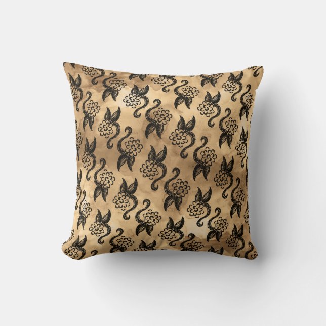 Coussin floral d'aquarelle Brown (Recto)