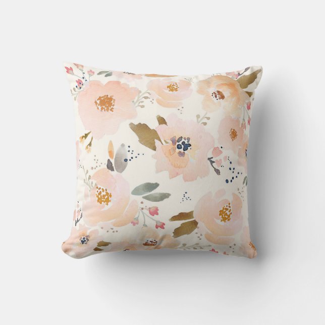 Coussin floral de bébé couleur pêche de fleur (Recto)