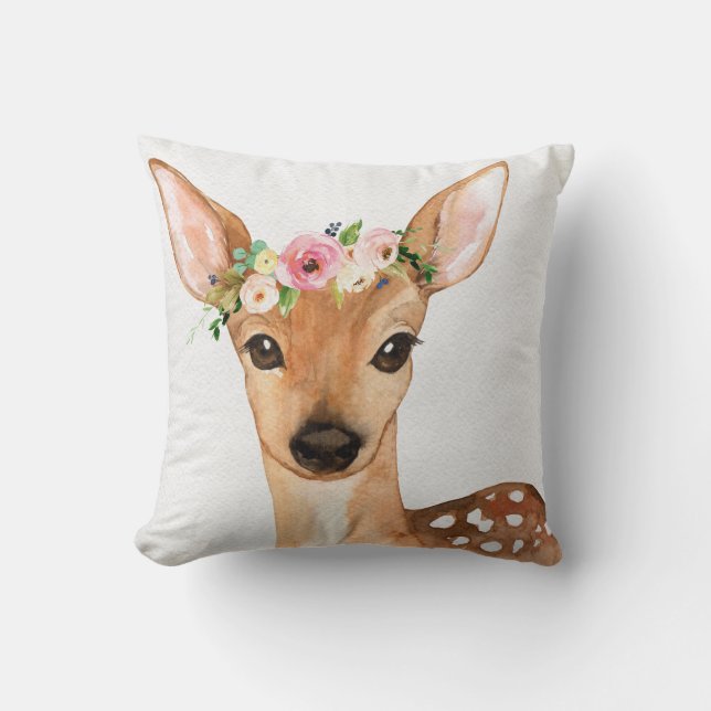 Coussin floral de crèche de bébé de cerfs communs (Recto)