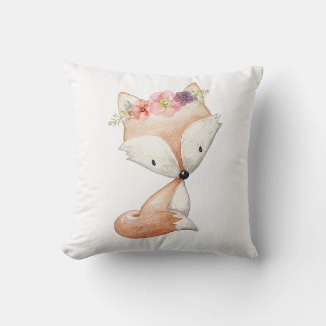 Coussin floral de crèche de région boisée de Fox (Recto)