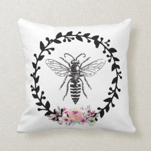 Coussin floral de Français d'aquarelle blanche