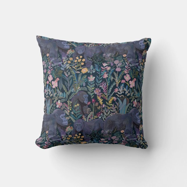 Coussin Floral de Gorille moderne (Recto)