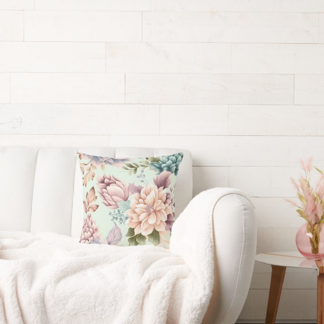 COUSSIN FLORAL DE PRINTEMPS SAGE (Canapé)