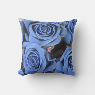 Coussin Floral de Rose bleu Vintage décoratif