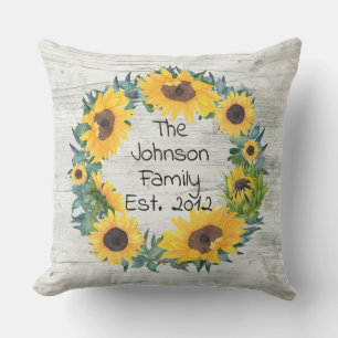Coussin Floral de tournesol rustique Nom de famille person