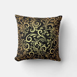 Coussin floral doré