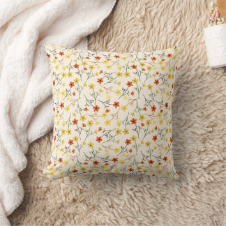 Coussin Floral fleur sauvage jaune doux