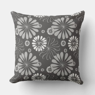 coussin floral gris