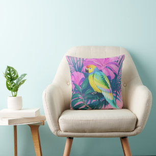 Coussin Floral/hawaïen/tropical/perroquet