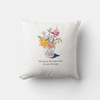 Coussin floral inspirant | Citation positive