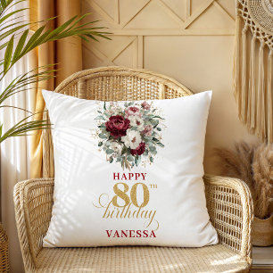 Coussin floral Luxe Burgundy Blush 80e anniversair