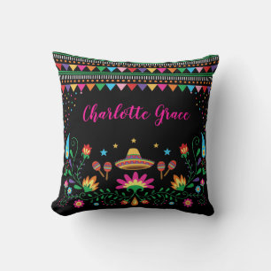 Coussin Floral mexicain de motif de confettis de fiesta