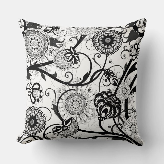 Coussin Floral monochrome moderne (Recto)