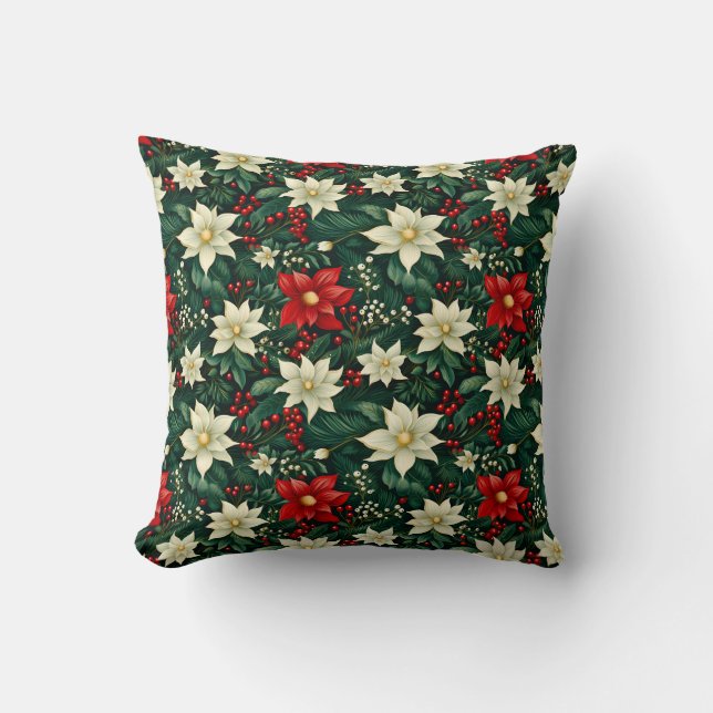 Coussin Floral Motif de Noël (Recto)