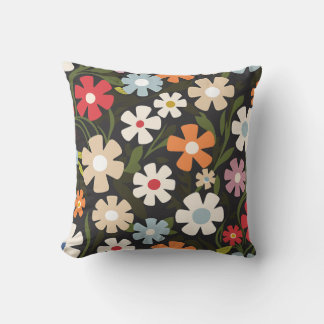 Coussin Floral Multicolor Jouer sur Arrière - plan noir