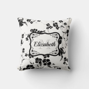 Coussin Floral noir et blanc