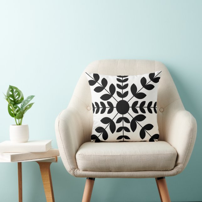 Coussin Floral noir géométrique (Chaise)