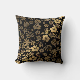 Coussin Floral or sur Noir