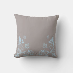 Coussin floral papillon bleu