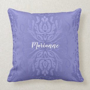 Coussin floral personnalisé de damassé de lavand