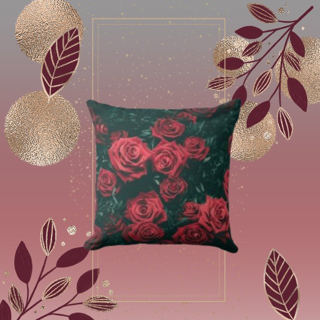 Coussin Floral Red Roses Motif Arrière - plan Jeu d'oreill (Créateur téléchargé)