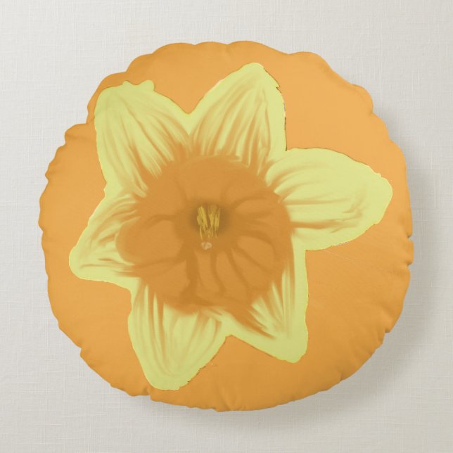 Coussin floral rond de jonquille (Devant)