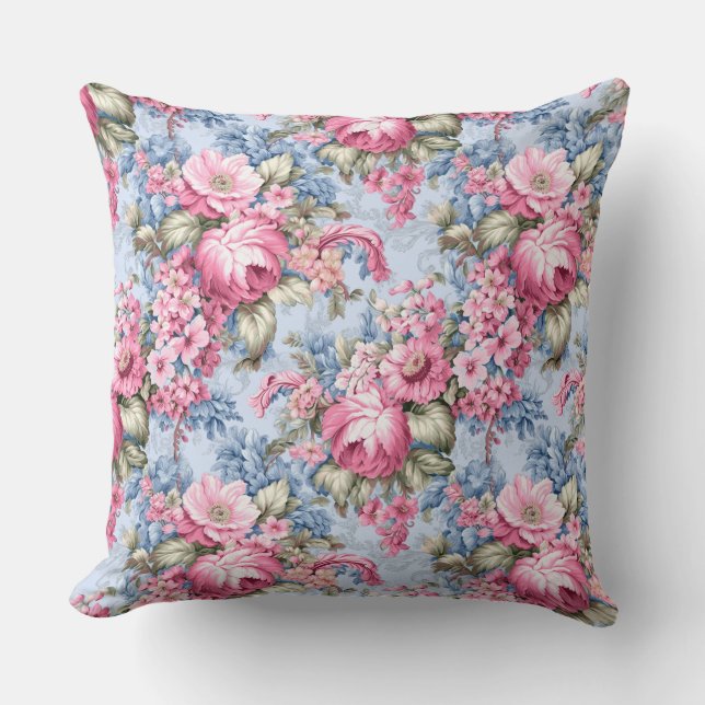 Coussin Floral rose vintage (Recto)