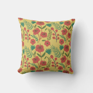 Coussin Floral sans couture motif rouge jaune vert fleurs