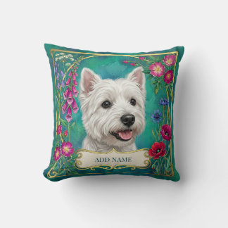 Coussin floral sarcelle personnalisé pour chien We