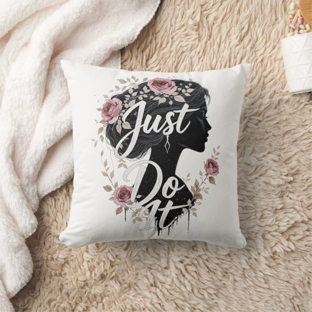 Coussin Floral Silhouette Just Do It on Throw Pillow (Couverture)