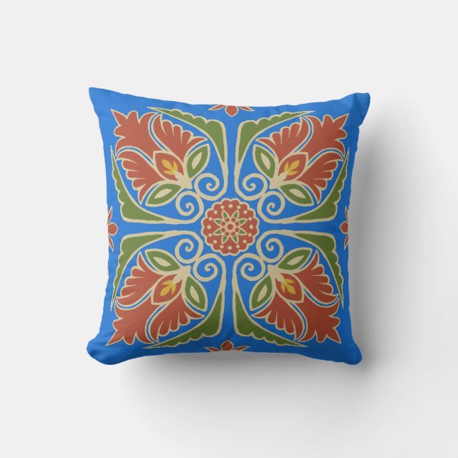 Coussin Floral Talavera Tile Outdoor Pillow (Recto)