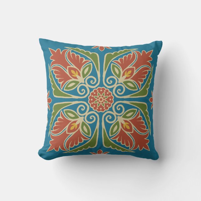Coussin Floral Talavera Tile Outdoor Pillow (Recto)