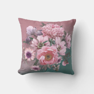 Coussin Floral template. Beautiful flowers peonies and iri