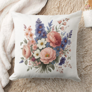 Coussin Floral Throw Pillow Elegant Spring Bouquet Cushion