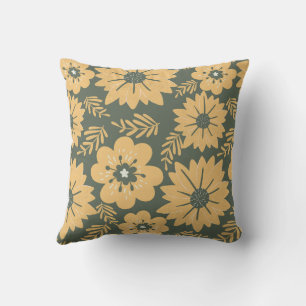 Coussin Floral vert jaune Vintage rétro