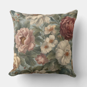 Coussin Floral victorien Mauve Blue Sage