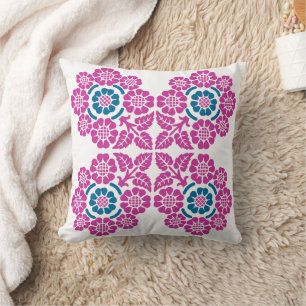 Coussin Floral vintage avec Arrière - plan personnalisable