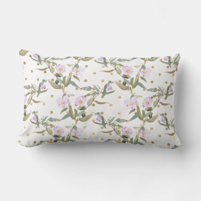 Coussin Floral violet blanc/Polka Dot Lumbar (Recto)
