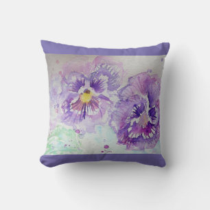 Coussin floral violet Viola Aquarelle