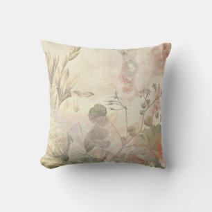 Coussin Flore botanique raffinée de Cottagecore  ivoire