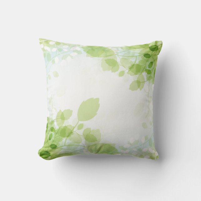 Coussin Flore d'aquarelle moderne Feuille de printemps (Recto)