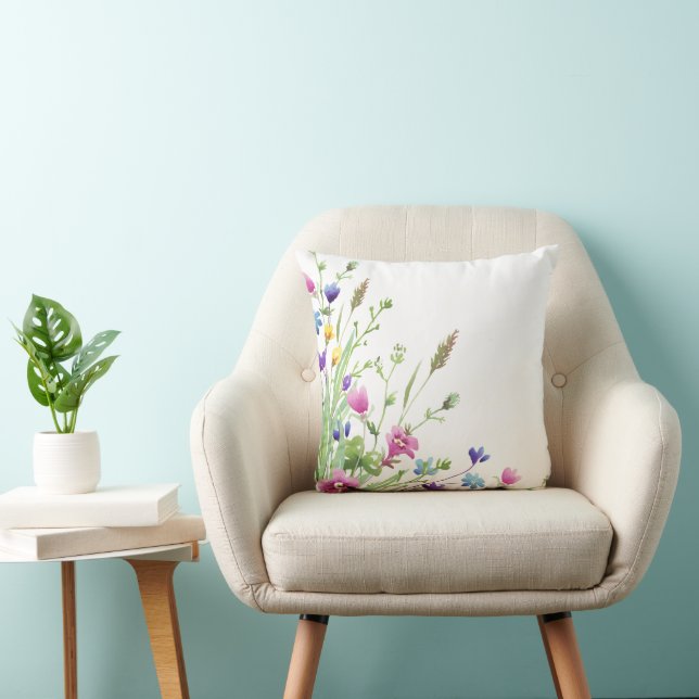 Coussin Flore d'aquarelle moderne simple (Chaise)