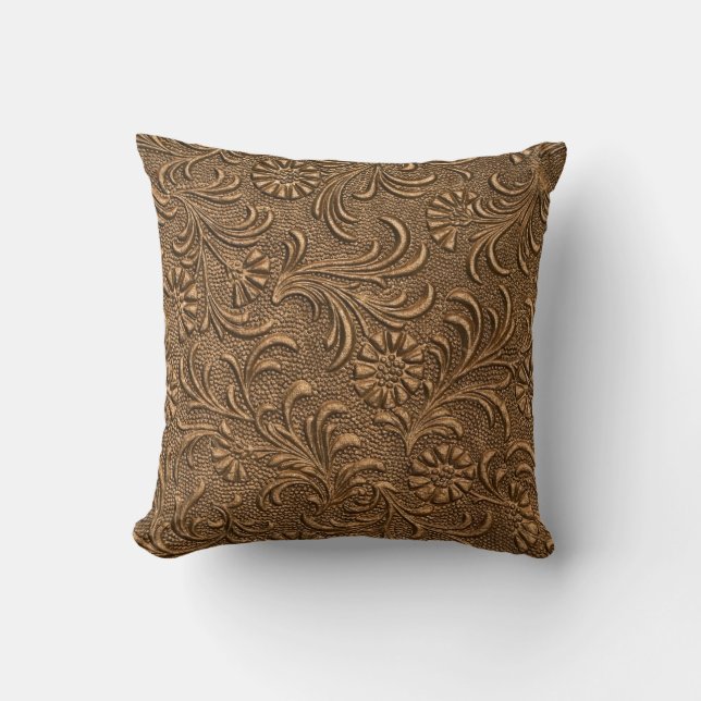 Coussin Flore de cuivre : Panneau sculpté Art. (Recto)