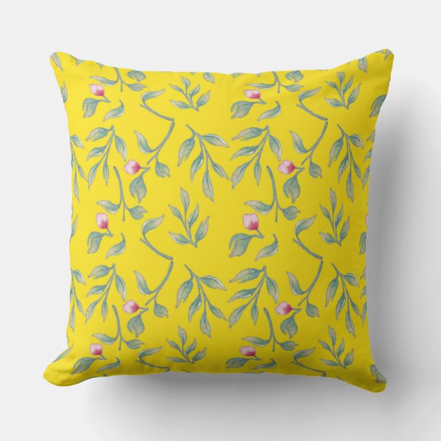 Coussin Flore délicate Lame Jaune (Recto)