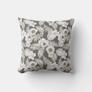 Coussin Flore d'été blanche tropicale