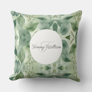 Coussin Flore verte Sage Élégante